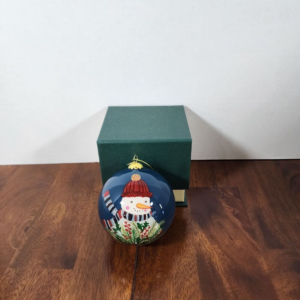 Pier 1 Li Bien Glass Snowman Christmas Ornament